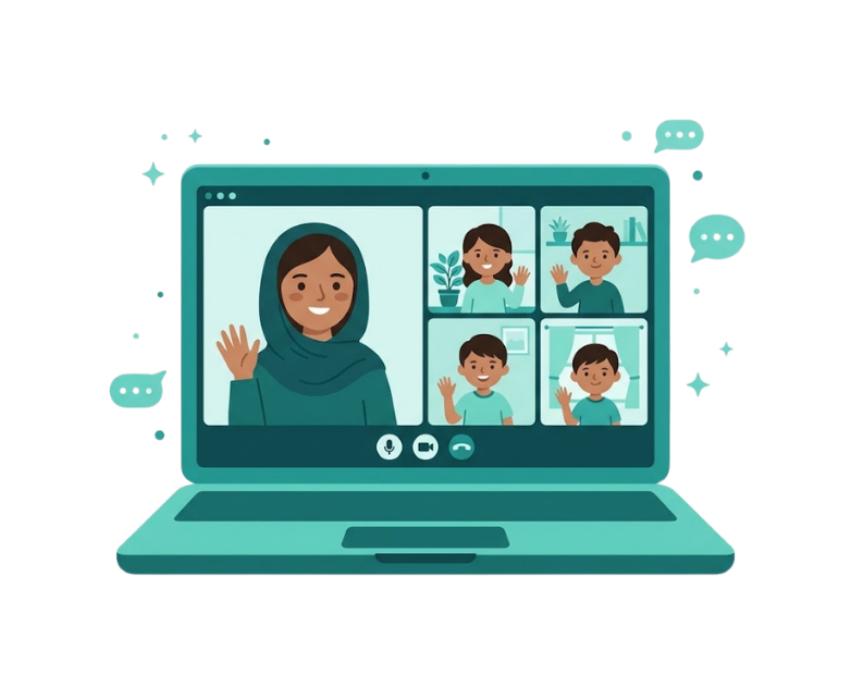 Children learning spoken English live online at Educaid Academy